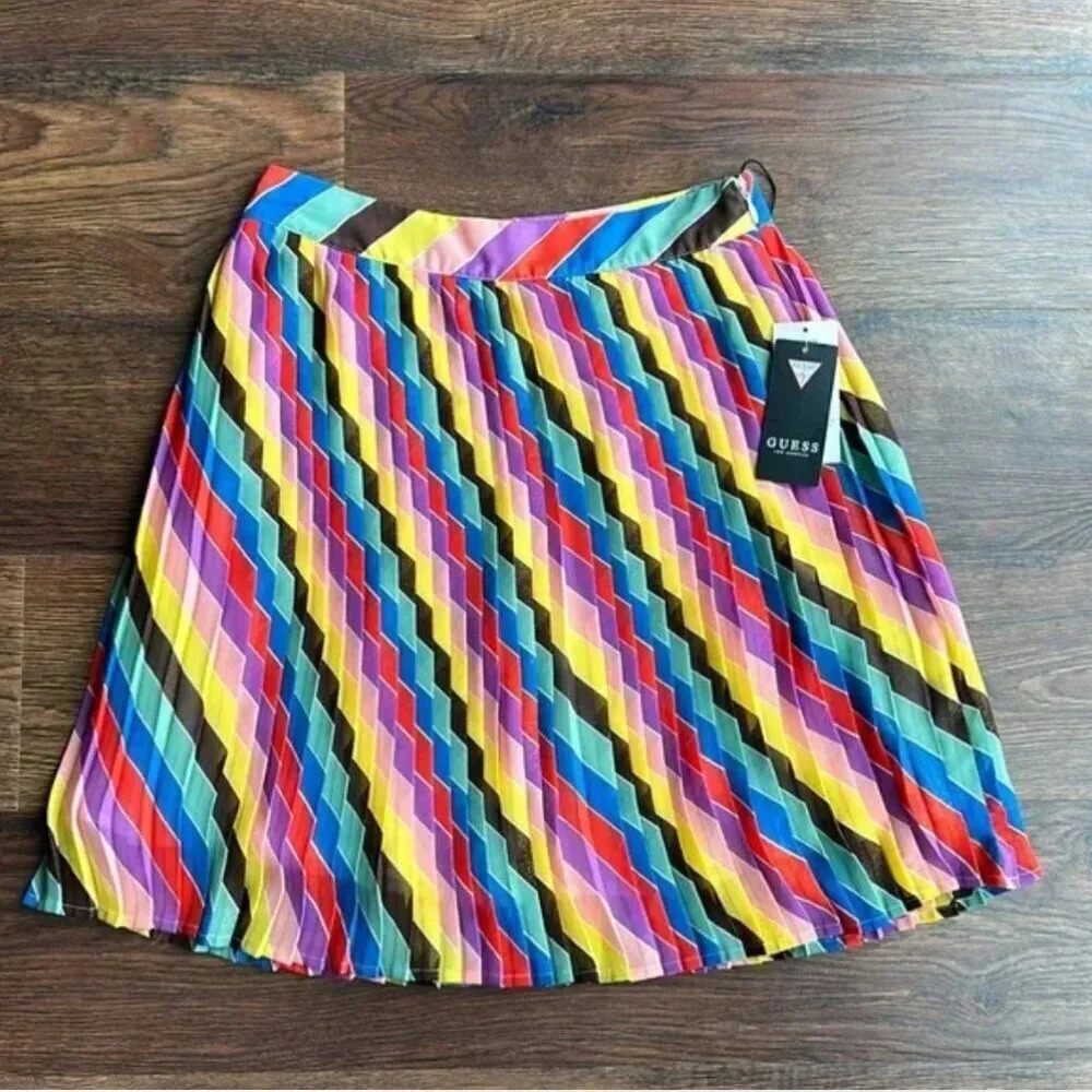Guess Pleated Skirt | Colorful Skirt | Pride | Rainbow | Pleated Skirt